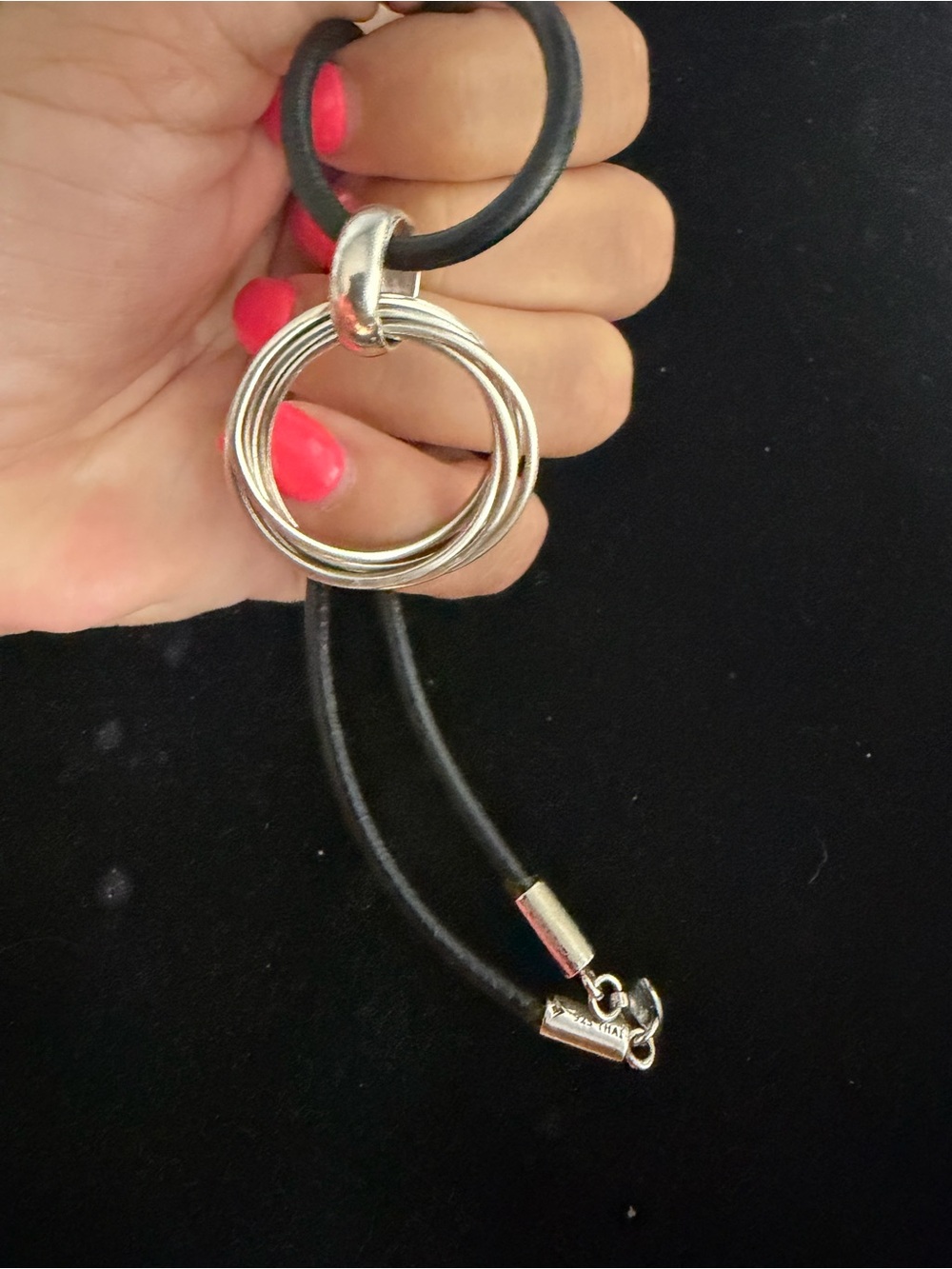Silpada 925 Sterling silver retired vintage necklace leather cord.